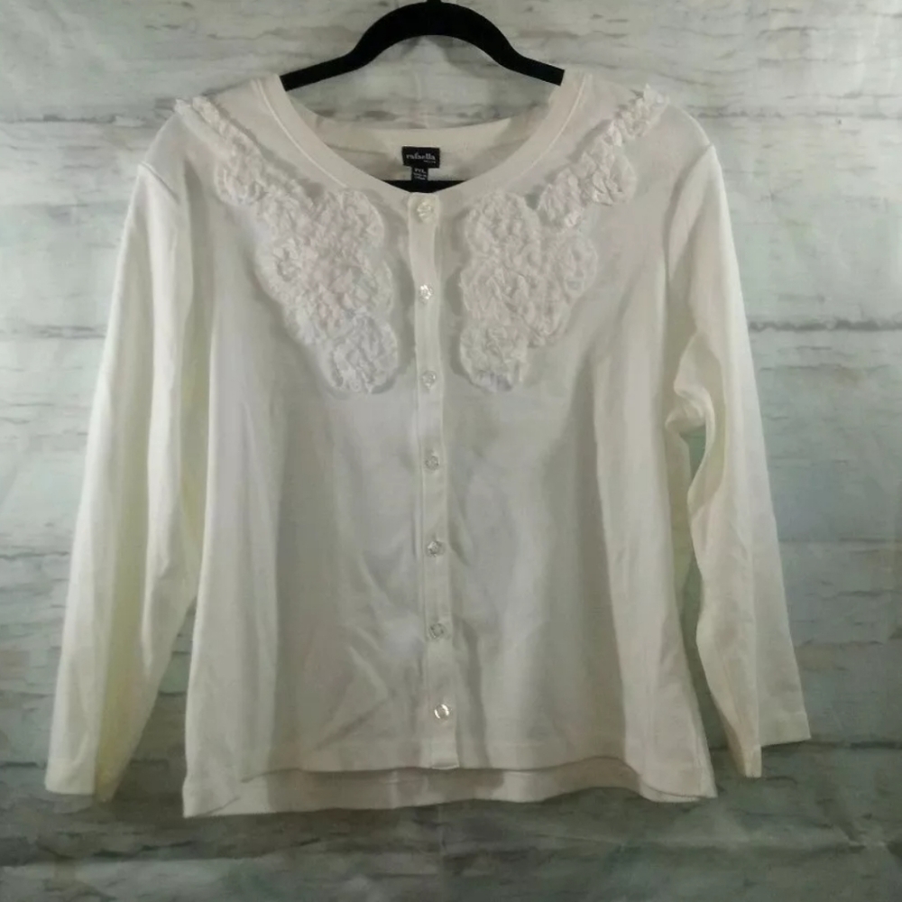 Rafaella Petite women's cardigan white size P/L